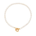 Vintage Gold Plated Stainless Steel OT Clasp Jewelry Freshwater Pearl Choker with Pendent Custom Angle Pearl Necklace for Women