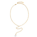 EManco New Arrival Imitation Pearl Y Stainless Steel Clavicle Necklace Round Pearl Wedding Necklace Wholesale