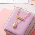 HOVANCI Punk Layered Chain Necklace Neck Chains Initial Necklace 12 Stainless Steel Lock Letter Necklace