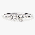 Vintage Halo Lab Grown Diamond Children's Ring Curved Wedding Band 18k White Gold 4 Claw Setting 1-2 Ct Unique Engagement Ring