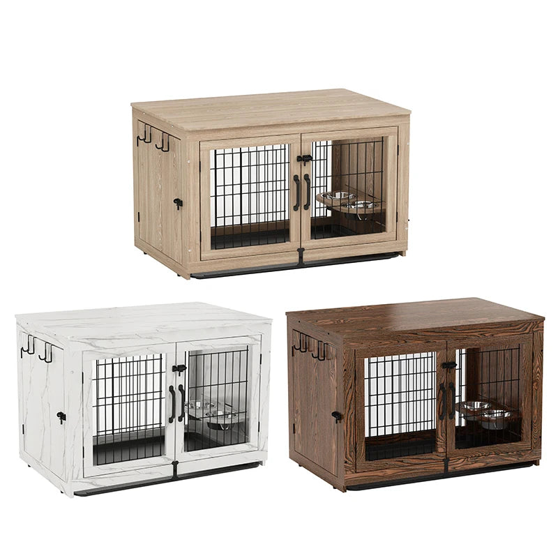 Wooden Two-door Dog Cage Hot-selling Luxury Solid Wood Pet Furniture Customized Large Dog House Simple Creative
