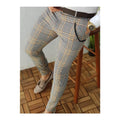 Men's Slim Fit Plaid Pants Wholesale Mid Waist Casual Dress Trousers Pantalones De Hombres