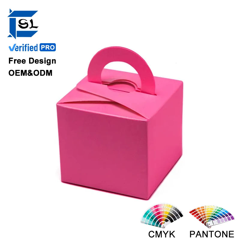 Wholesale Holiday Wedding Yellow Paperboard Material Packaging Box With Handle Kids Portable Candy Cup Cake Packaging Box
