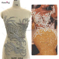 WDP-485 Keering Silver Flower Handmade Rhinestone Bodice Full Panel Gold Pink Bodice Applique Set for Sleeves