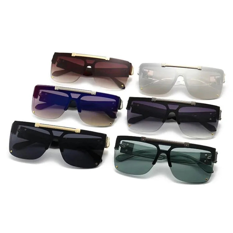 2021 New Retro Fashion Sunglasses Clamshell Type Big Frame PC Personality UV400 Sunglasses