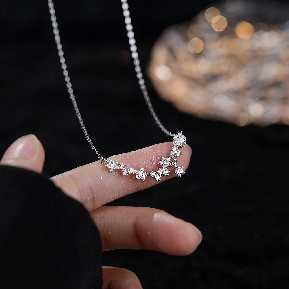 Hot Selling 925 Sterling Silver CZ Diamond Pendant Women Dainty Zircon Star Pendant Necklace