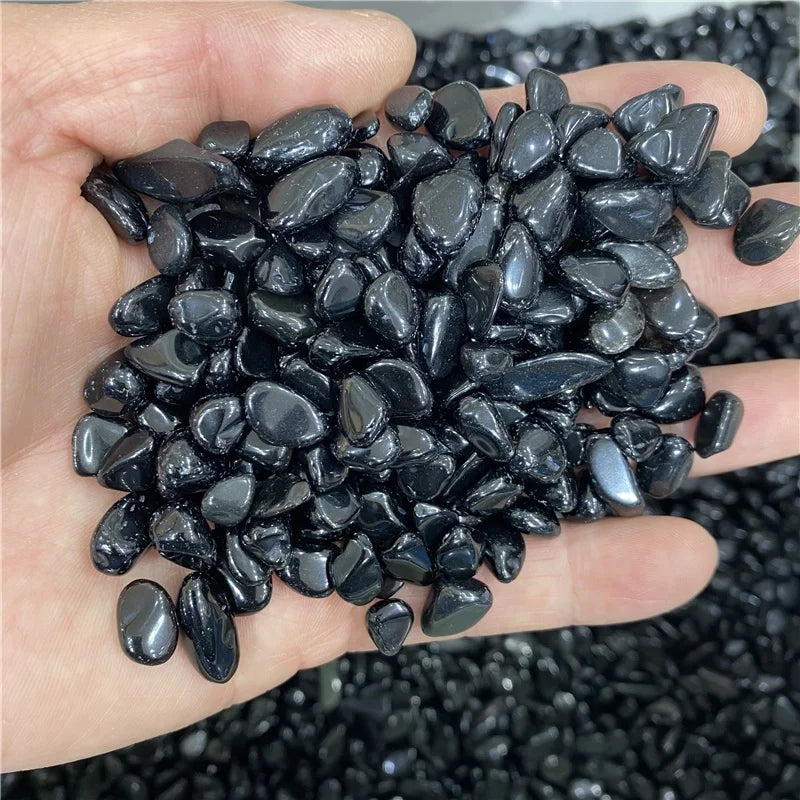Wholesale natural black obsidian tumbled stone quartz crystal gravel for decoration