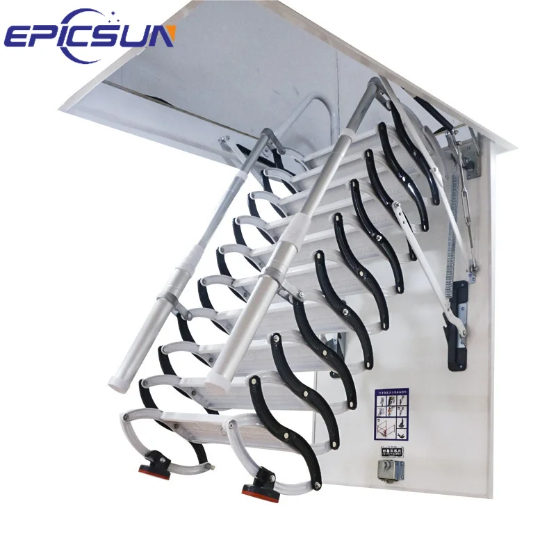 Carbon Steel Alloy Indoor Attic Ladder Multifunctional Telescopic Attic Ladder