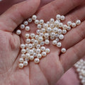 Wholesale White Black Half Hole Freshwater Pearls Beads 4-5mm Round Pearl Beads