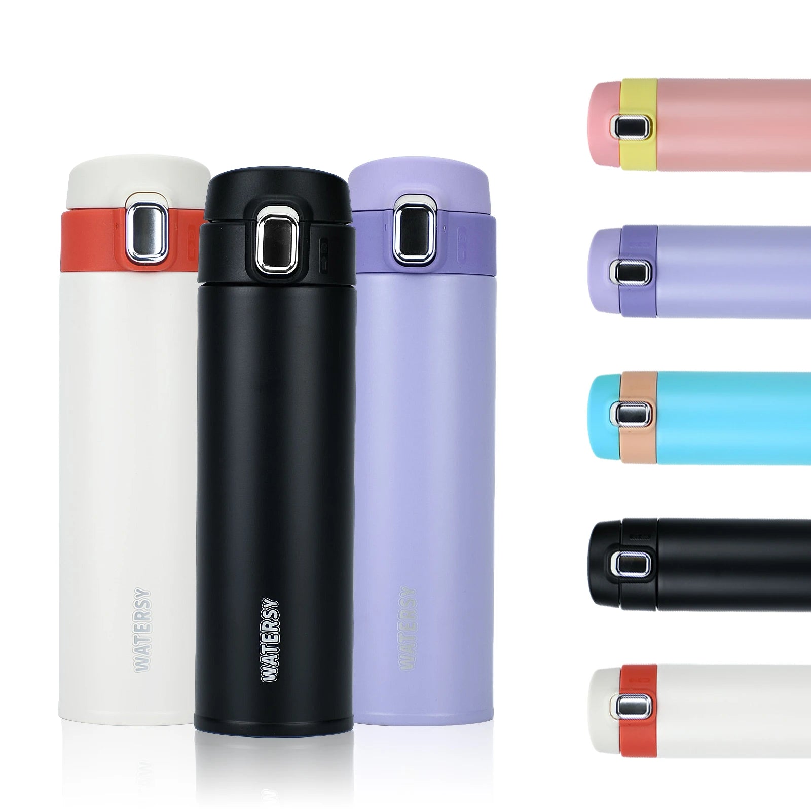 Macaron-Colored 500ml Double Wall Stainless Steel Vacuum Flask Bounce Cover Thermos Cup Portable Office Travel Coffee Cup Water