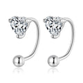925 Sterling Silver Jewelry Heart Shape Zircon Stud Earrings U-shaped Earrings for Women Simple Fine Jewelry Wedding Gift BSE697