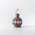 Arabic Dubai Classic Retro Unique Pocket Metal Alloy Perfume Bottle 15ml Essential Oil Attar Glass Bottles for Home Decoration
