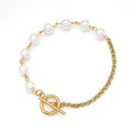 Drop Shipping OT Clasp Twist Stainless Steel Classic Bracelet Jewelry 18K Gold Plated Pearl for Children's Office