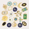 Beimai 18K Gold Plated Stainless Steel Pendant Sun Bee Turtle Shell Palm Elephant Eye Faith Charms Jewelry Making Necklace
