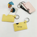 Zonyin Small White Rectangle Pu Leather Keychain Mirror Custom Private Logo Portable Travel Makeup Hand Pocket Mirror for Bag