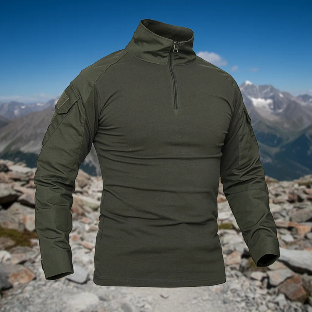 Men's Frog Shirt Long Sleeve Polo T Shirt Camouflage Stretchy Frogman T-shirt Duty Tactical Shirt for Hiking Hunting Training