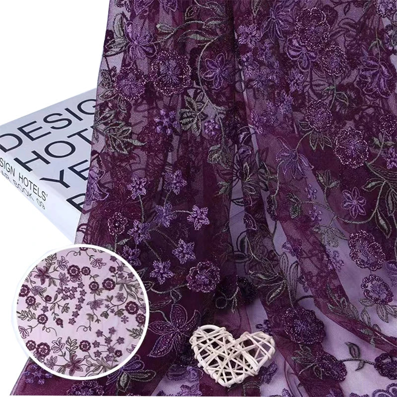 Purple Lace Fabrics African Lace Fabric Nigerian Wedding Dress