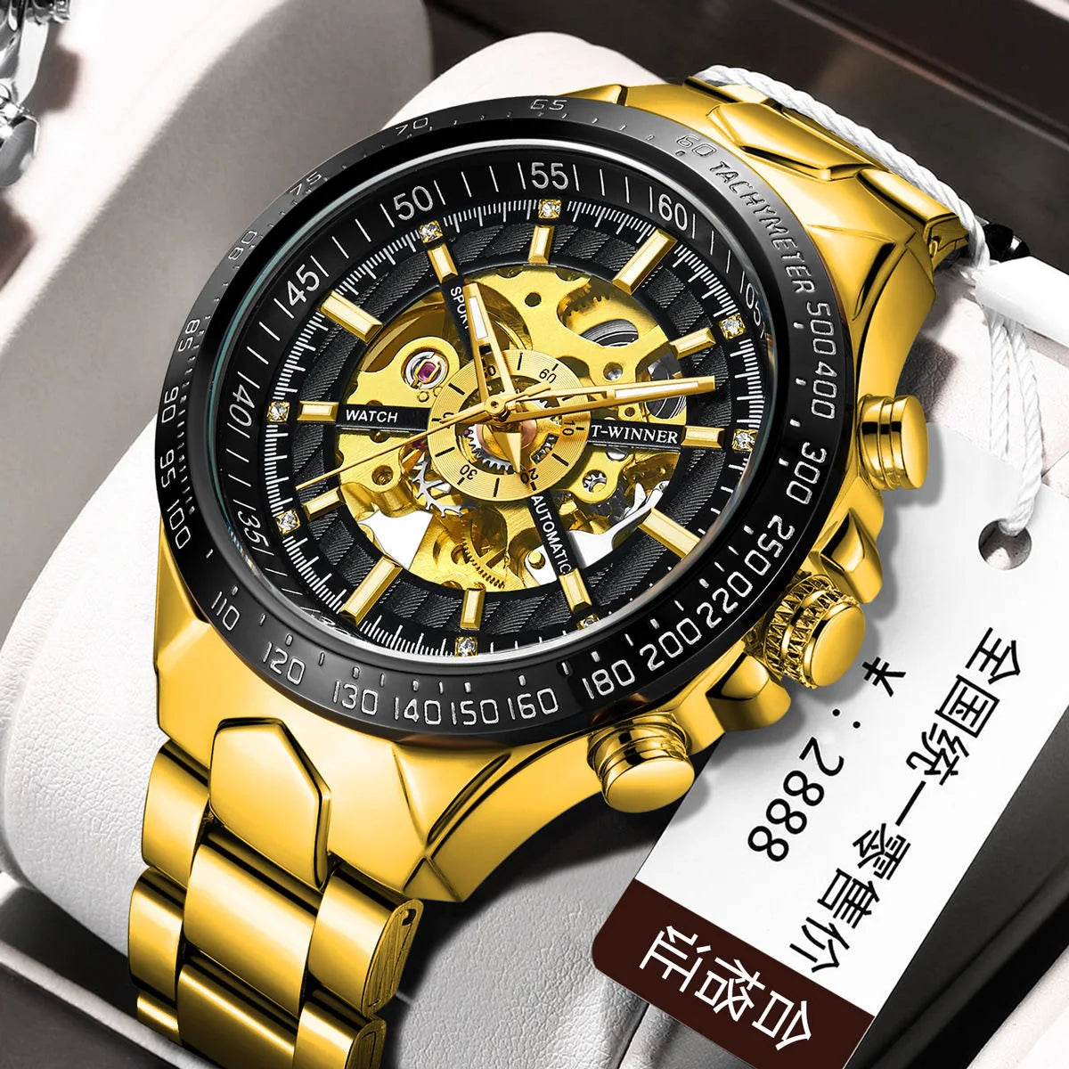 Winner Watches Mechanical Automatic Mens Watches Luxury Stainless Steel  WaterproofSkeleton Man Wrist Watch Custom Men Clock