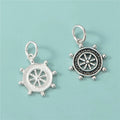 Hot Sell Ship Anchor Rudder Pendant 925 Sterling Silver Steering Wheel Charms Pendants for Jewelry