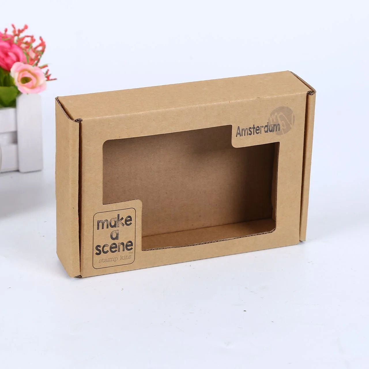 Wholesale Corrugated Board Folder Style Shipping Mail Box with Window Sponge Lining Recyclable for Cosmetic Hair Wig Garment