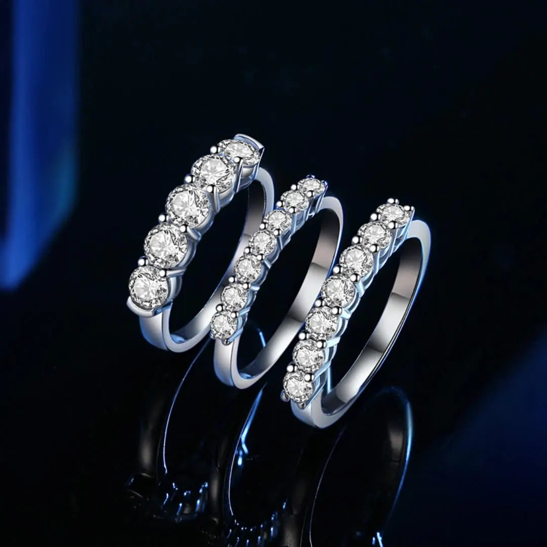 High Quality Engagement Wedding Ring Trendy Jewelry White Gold Plated 925 Sterling Silver Moissanite Eternity Rings