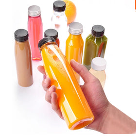 Recycled 8oz 12oz 16oz 500ml Food Grade PET Beverage Biodegradable Plastic Juice Mineral Water Bottle with Metal Cap