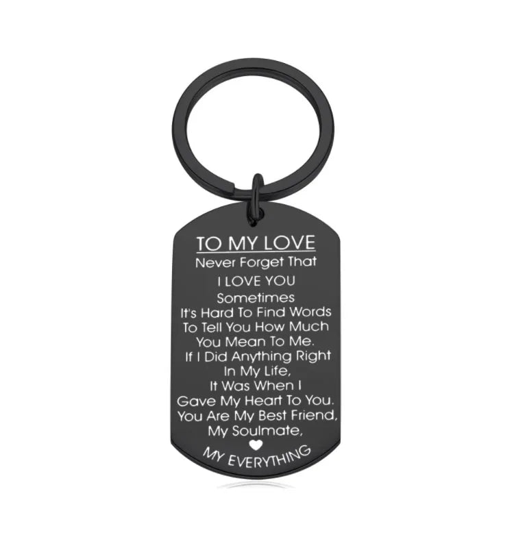 To My Love Keychain Keyring Gift Valentines Day Christmas Gift for Husband Wife Men Women Anniversary Wedding Birthday Gift