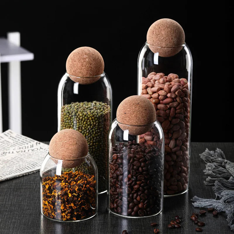 500ML Glass Jar with Airtight Seal Wood Lid Ball Clear Candy Jar Mason Jars Food Storage Canister for Serving Spice Sugar Salt