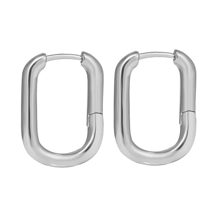 Hot Sale U-shaped Minimalist Style Geometric Oval Hoop Earrings for Women
