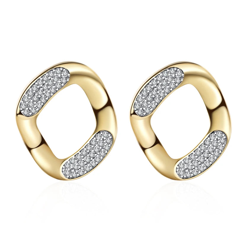 2022 Design Earrings Geometric Simple Woman Earrings Fashion 14K Gold Plated Zircon Stud Earrings