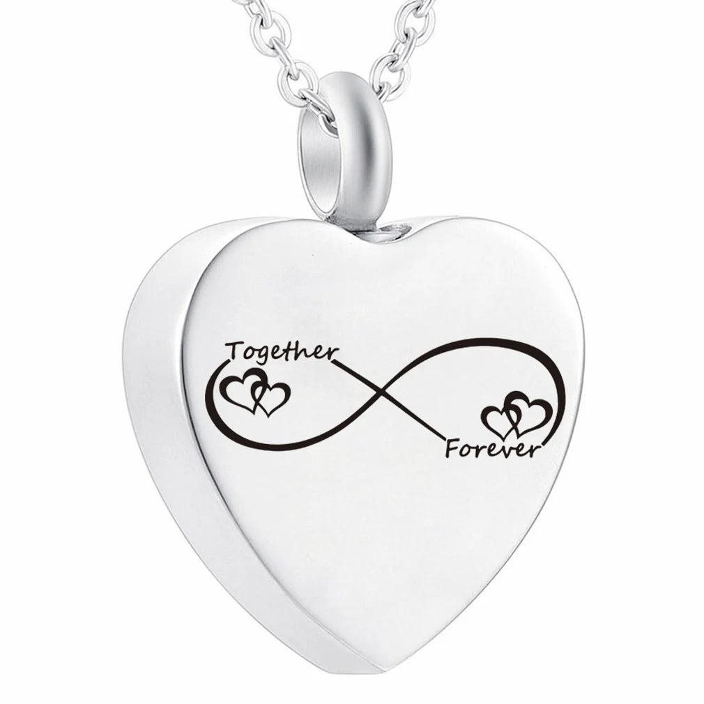 Charms Heart Ashes Children's Memorial Silver Stainless Steel Cremation Urn Keepsake Pendant Necklace with Fill Kit Velvet Bag