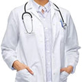 Unisex Lab Coat White Traditional Fit Long Lab Coat with 3 Pockets for Men or Women for Healthcare and Hair Professionals