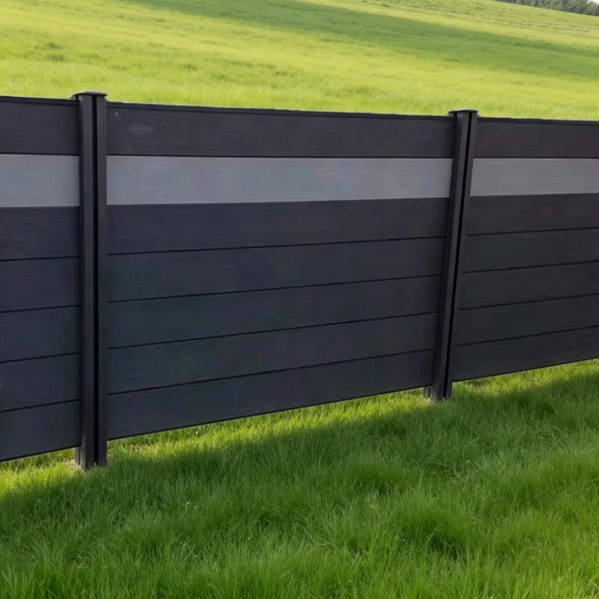 Wholesale WPC Composite Fence Panel 6ft High PVC Coated Easily Assembled Outdoor Modern Wood Plastic Composite Construction Site MegaBDM