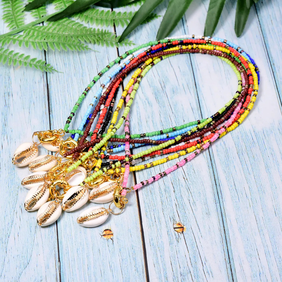Wholesale New Fashion Design Sea Shell Bib Choker Pendant Necklace for Women Colorful Bohemian Chic Collier Femme