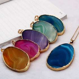 Wholesale Classic Children's Natural Quartz Drop Shape Slice Gemstone Charm Pendant for Jewelry