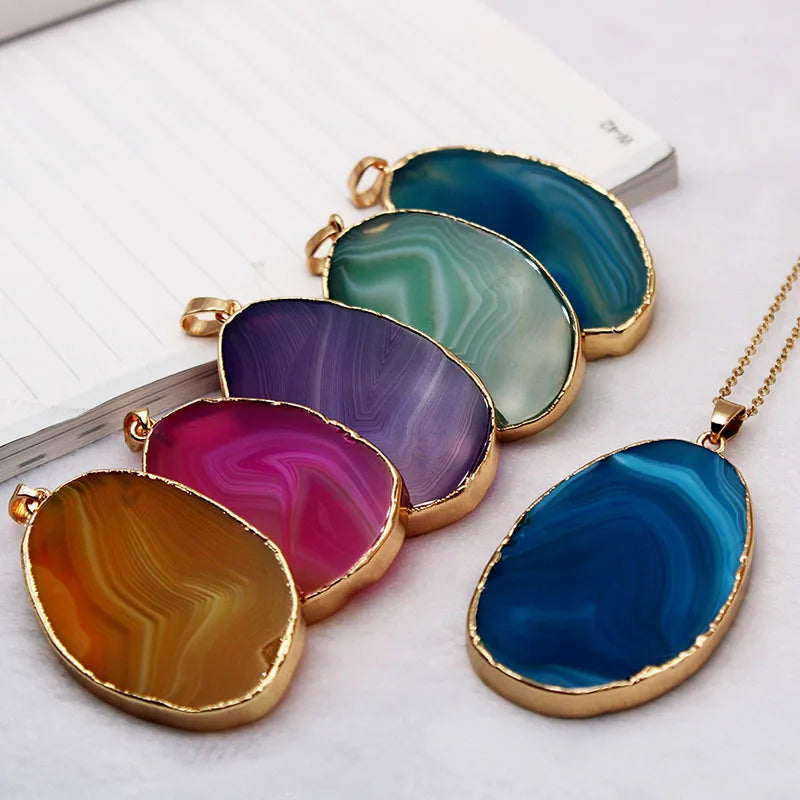 Wholesale Classic Children's Natural Quartz Drop Shape Slice Gemstone Charm Pendant for Jewelry