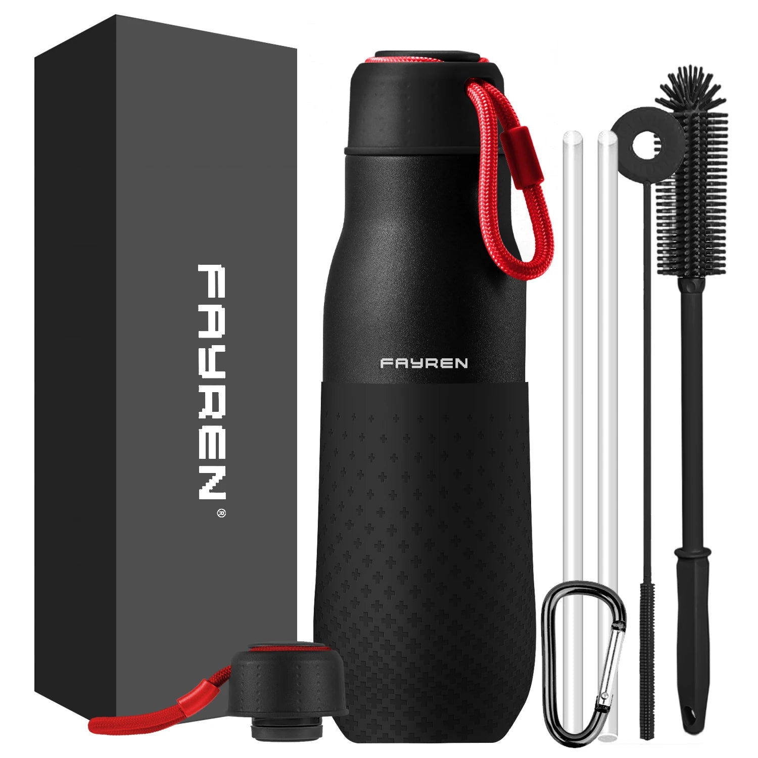 Fayren Leakproof Hot Drink Metal Thermal Vacuum Insulated Double Wall 18/8 Stainless Steel Sport Water Bottle