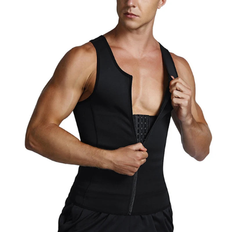 Compression Shirts for Men Zipper Hot Sweat Slimming Body Muscle Shaper Vest Men's Slimming Shapers