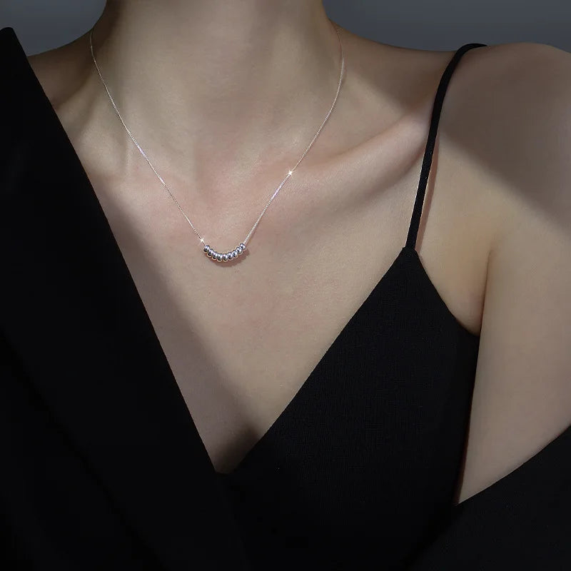 925 Sterling Silver Round Chain Choker Necklace for Women Jewelry 2022