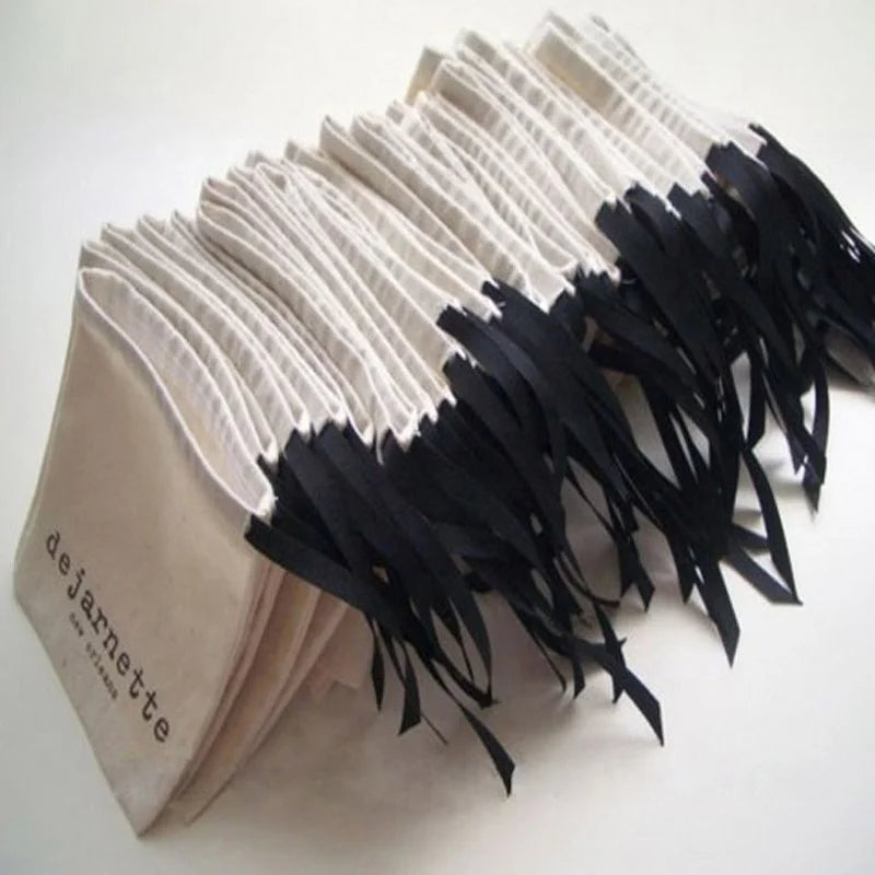 Wholesale Cotton Packing Bags With Ribbon Custom Logo Makeup Drawstring Pouches Jewelry Sachets  for Party Candy Gift Bag