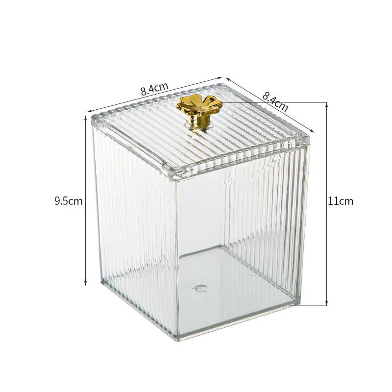 Light Luxury High-End Storage Box Transparent Desktop Dental Floss Cotton Swab Cotton Pad Organizer Storage Bins Boxes
