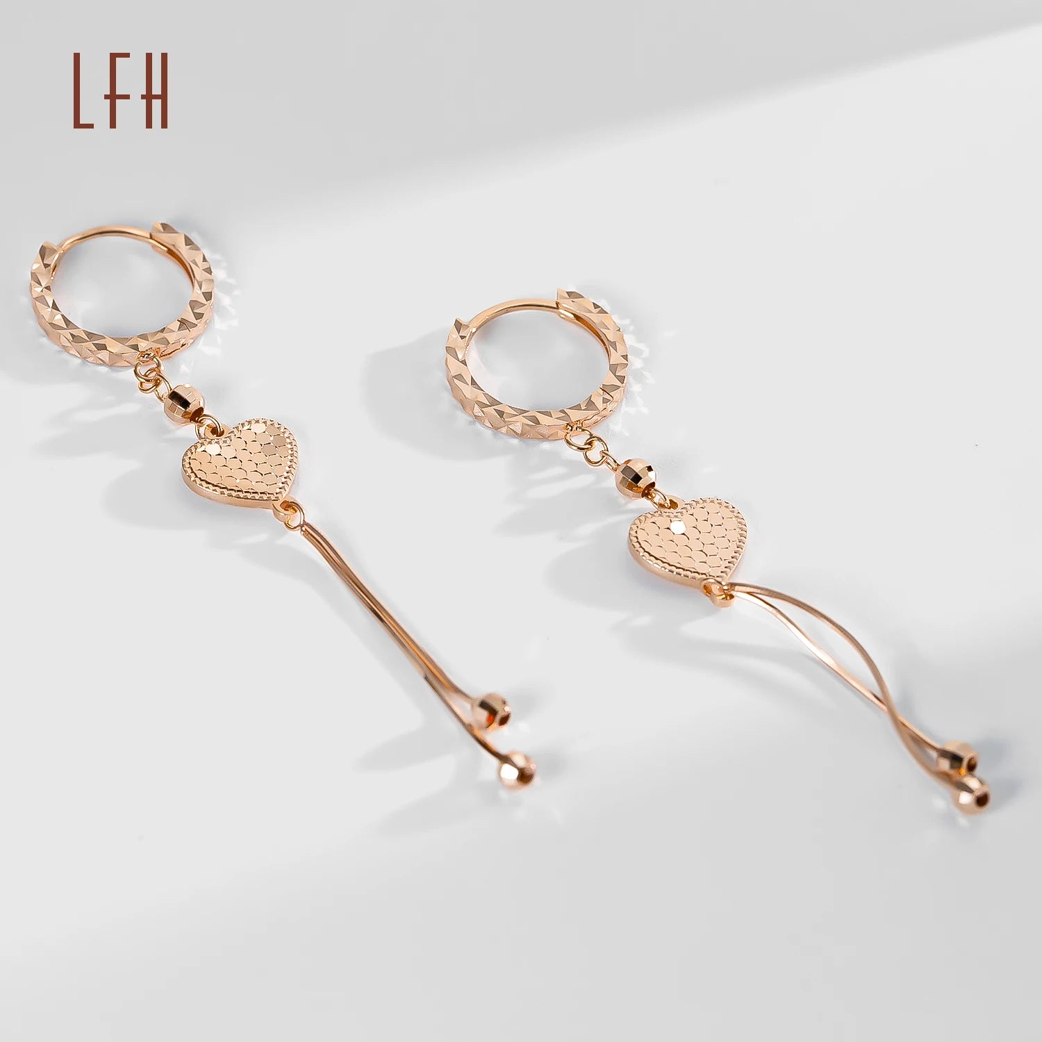 Wholesale 18K Real Gold Drop Pendant Earrings AU750 Solid Earring Wedding 18k Pure Rose Gold 18k Design Hanging Earrings