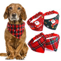 PU Leather Christmas Dog Bandana Collar Scarf Classic Plaid Snowflake Santa Claus Adjustable Christmas Dog Bandana Collar