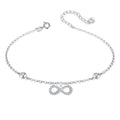 Hypoallergenic Women's Party Jewelry S925 Sterling Silver Infinity Symbol Thick Chain Link Bracelet with White Zircon Stones