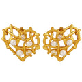 Fine Jewelry Earrings Heart Shaped Hollow Zircon Pearl Personality Trend Earrings