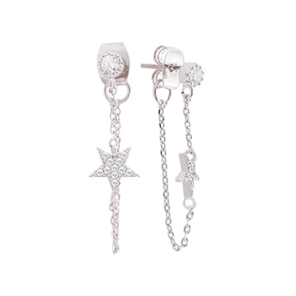 925 Sterling Silver Earrings Women's Earrings Five-pointed Star Earrings Women's Temperament Korean Fashion Jewelry