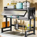 Dish Drying Rack - High Capacity Storage Over the Sink Dish Drainer Drying Rack Large Capacity Carbon Steel Dish Rack