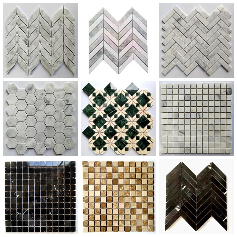 Custom Waterjet White Marble Mosaic Tile - Bathroom/Kitchen Backsplash Tiles - Premium Quality Wholesale Supplier