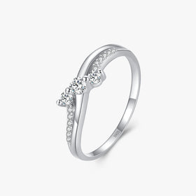 Ailmay Top Quality Real 925 Sterling Silver Sparkling Cubic Zirconia Wave Shape Rings for Women Wedding Engagement Jewelry Gift