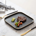Black Porcelain Dinnerware Sets Simple European Style Tableware Square Matte Ceramic Pasta Steak Dinner Plates